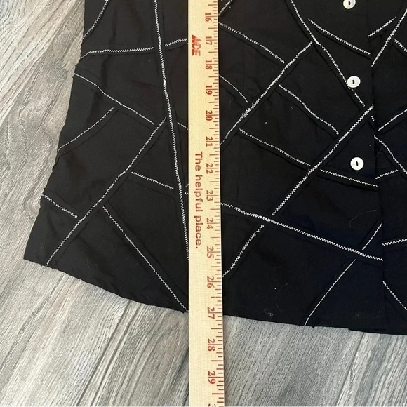 PONG POCO LTD 3/4 Sleeve Black White Collared Button Up Blouse - Size XL - Picture 9 of 9